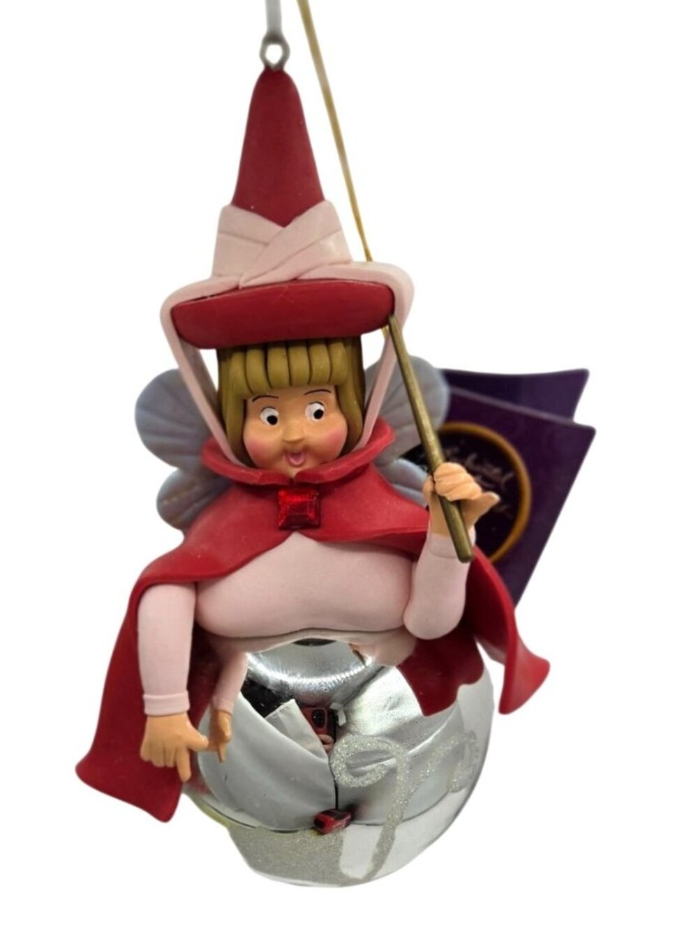 Disney Sleeping Beauty Fauna Fairy Enchanted Christmas Ornament Glitter NWT